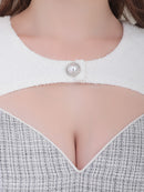 an/AOC-3651/セットアップ/キャバドレス/ミニドレス/ツイード/袖あり/半袖/パフスリーブ/プリーツスカート/Aライン/