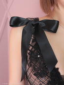 an/AOC-3663/ワンピース/キャバドレス/ミニドレス/総レース/Vネック/両肩リボン/リボンショルダー/タイト/黒/白