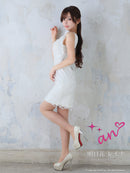 an/AOC-3663/ワンピース/キャバドレス/ミニドレス/総レース/Vネック/両肩リボン/リボンショルダー/タイト/黒/白