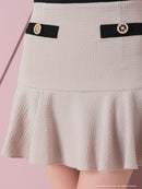 an/AOC-3679/セットアップ/キャバドレス/バイカラー/プリーツスカート/半袖/袖あり/二の腕カバー