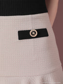 an/AOC-3679/セットアップ/キャバドレス/バイカラー/プリーツスカート/半袖/袖あり/二の腕カバー