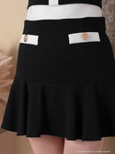 an/AOC-3679/セットアップ/キャバドレス/バイカラー/プリーツスカート/半袖/袖あり/二の腕カバー