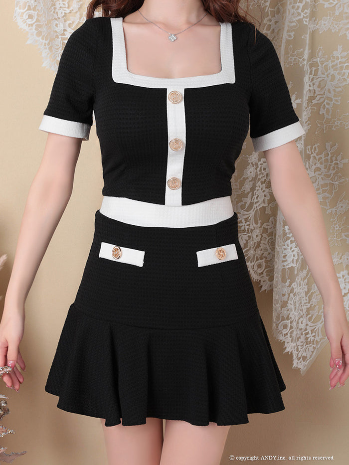 an/AOC-3679/セットアップ/キャバドレス/バイカラー/プリーツスカート