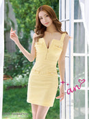 an/AOC-3680/ワンピース/キャバドレス/ミニドレス/スーパーストレッチツイード/タイト/フロントジップ/パステルカラー/一条響さん着用