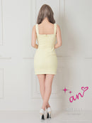 an/AOC-3680/ワンピース/キャバドレス/ミニドレス/スーパーストレッチツイード/タイト/フロントジップ/パステルカラー/一条響さん着用