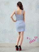 an/AOC-3684/ワンピース/キャバドレス/ミニドレス/フロントジップ/ノースリーブ/タイト/編み上げ/ベルトデザイン/一条響さん着用