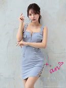 an/AOC-3684/ワンピース/キャバドレス/ミニドレス/フロントジップ/ノースリーブ/タイト/編み上げ/ベルトデザイン/一条響さん着用