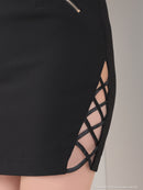 an/AOC-3684/ワンピース/キャバドレス/ミニドレス/フロントジップ/ノースリーブ/タイト/編み上げ/ベルトデザイン/一条響さん着用