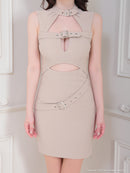 an/AOC-3686/ワンピース/キャバドレス/ミニドレス/カットアウト/ノースリーブ/タイト/ベルトデザイン/一条響さん着用