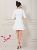 an/AOC-3689/ミニドレス/キャバドレス/ジャケット風デザイン/襟付き/パールボタン/袖あり/プリーツスカート/ワンカラー