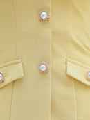 an/AOC-3689/ミニドレス/キャバドレス/ジャケット風デザイン/襟付き/パールボタン/袖あり/プリーツスカート/ワンカラー