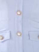 an/AOC-3689/ミニドレス/キャバドレス/ジャケット風デザイン/襟付き/パールボタン/袖あり/プリーツスカート/ワンカラー