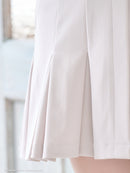 an/AOC-3689/ミニドレス/キャバドレス/ジャケット風デザイン/襟付き/パールボタン/袖あり/プリーツスカート/ワンカラー