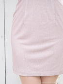 an/AOC-3696/キャバドレス/ミニドレス/ラインストーン/Vネック/リボン/長袖/袖あり/ショルダービジュー/フロントジップ/ラメ生地