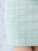 an/AOC-3697/ワンピース/キャバドレス/ミニドレス/リボン/タイト/ツイード/フロントジップ/ショルダーチェーン/パステルカラー