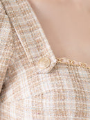 an/AOC-3701/ミニドレス/キャバドレス/袖あり/半袖/ツイード/スクエアネック/フロントジップ/デザインポケット