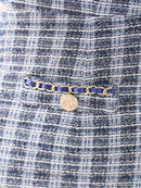 an/AOC-3701/ミニドレス/キャバドレス/袖あり/半袖/ツイード/スクエアネック/フロントジップ/デザインポケット