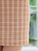 an/AOC-3701/ミニドレス/キャバドレス/袖あり/半袖/ツイード/スクエアネック/フロントジップ/デザインポケット