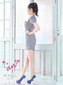 an/AOC-3701/ミニドレス/キャバドレス/袖あり/半袖/ツイード/スクエアネック/フロントジップ/デザインポケット