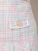 an/AOC-3704/セットアップ/キャバドレス/ミニドレス/リボン/ショルダーチェーン/フロントジップ/ガーリー/プリーツ/白/ホワイト