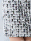 an/AOC-3707/ミニドレス/キャバドレス/ワンピース/ツイード/カットアウト/パールボタン/半袖/袖あり/タイト