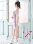 an/AOC-3707/ミニドレス/キャバドレス/ワンピース/ツイード/カットアウト/パールボタン/半袖/袖あり/タイト