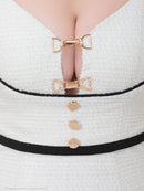 an/AOC-3711/ミニドレス/キャバドレス/ストレッチ/ツイード/パイピング/袖あり/半袖/ショルダーチェーン/ アンサンブル/XS/小さいサイズあり