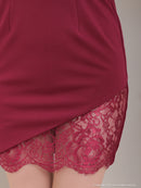 an/AOC-3712/ワンピース/キャバドレス/ミニドレス/ショルダーリボン/チュール/シアー/レース/ランジェリー/タイト/両肩リボン/Vネック