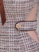 an/AOC-3715/ミニドレス/キャバドレス/フロントジップ/チェック/ツイード/カットアウト/袖あり/半袖