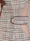 an/AOC-3715/ミニドレス/キャバドレス/フロントジップ/チェック/ツイード/カットアウト/袖あり/半袖