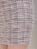 an/AOC-3715/ミニドレス/キャバドレス/フロントジップ/チェック/ツイード/カットアウト/袖あり/半袖