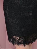 an/AOC-3721/セットアップ/キャバドレス/ミニドレス/総レース/袖あり/七分袖/リボン/タイト/オフショル