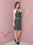an/AOC-3728/ミニドレス/キャバドレス/リボン/ツイード/タイトドレス/フロントジップ