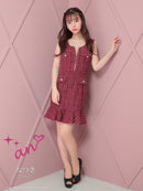 an/AOC-3732/ワンピース/ミニドレス/キャバドレス/ツイード/フロントジップ/チェーン/ノースリーブ/ポケットデザイン/マーメイド