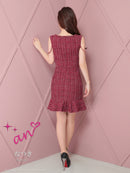 an/AOC-3732/ワンピース/ミニドレス/キャバドレス/ツイード/フロントジップ/チェーン/ノースリーブ/ポケットデザイン/マーメイド