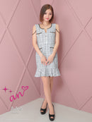 an/AOC-3732/ワンピース/ミニドレス/キャバドレス/ツイード/フロントジップ/チェーン/ノースリーブ/ポケットデザイン/マーメイド