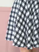 an/AOC-3735/ミニドレス/キャバドレス/ワンピース/チェック/ツイード/襟付き/フロントジップ/Aライン/フレアスカート/チェーン