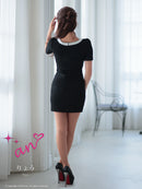 an/AOC-3738/ミニドレス/キャバドレス/バイカラー/パールボタン/袖あり/半袖