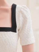 an/AOC-3738/ミニドレス/キャバドレス/バイカラー/パールボタン/袖あり/半袖