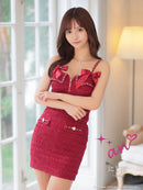 an/AOC-3742/ミニドレス/キャバドレス/ワンピース/リボン/ストレッチ/フロントジップ/タイト