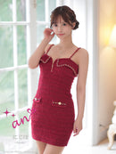 an/AOC-3742/ミニドレス/キャバドレス/ワンピース/リボン/ストレッチ/フロントジップ/タイト