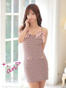 an/AOC-3742/ミニドレス/キャバドレス/ワンピース/リボン/ストレッチ/フロントジップ/タイト