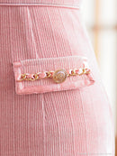 an/AOC-3744/ミニドレス/キャバドレス/ショルダーリボン/チェーン/フロントジップ/デザインポケット