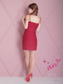 an/AOC-3745/ワンピース/キャバドレス/ミニドレス/リボン/ チェーン/ フロントジップ/ ストレッチ/ タイト