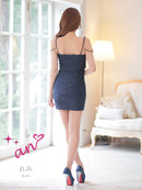 an/AOC-3745/ワンピース/キャバドレス/ミニドレス/リボン/ チェーン/ フロントジップ/ ストレッチ/ タイト