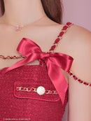 an/AOC-3745/ワンピース/キャバドレス/ミニドレス/リボン/ チェーン/ フロントジップ/ ストレッチ/ タイト