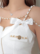 an/AOC-3745/ワンピース/キャバドレス/ミニドレス/リボン/ チェーン/ フロントジップ/ ストレッチ/ タイト