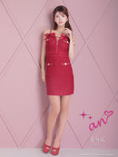 an/AOC-3745/ワンピース/キャバドレス/ミニドレス/リボン/ チェーン/ フロントジップ/ ストレッチ/ タイト