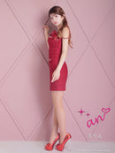 an/AOC-3745/ワンピース/キャバドレス/ミニドレス/リボン/ チェーン/ フロントジップ/ ストレッチ/ タイト