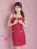 an/AOC-3745/ワンピース/キャバドレス/ミニドレス/リボン/ チェーン/ フロントジップ/ ストレッチ/ タイト